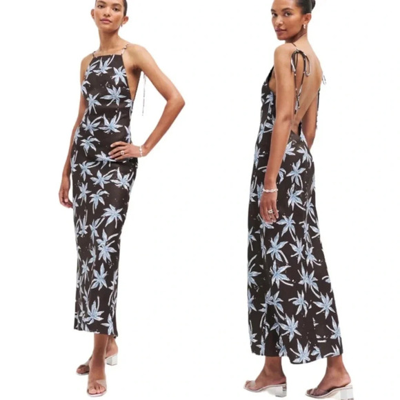 NWT Reformation Linen Dress Selia Midi Desert Palm Brown Size S - Picture 1 of 15